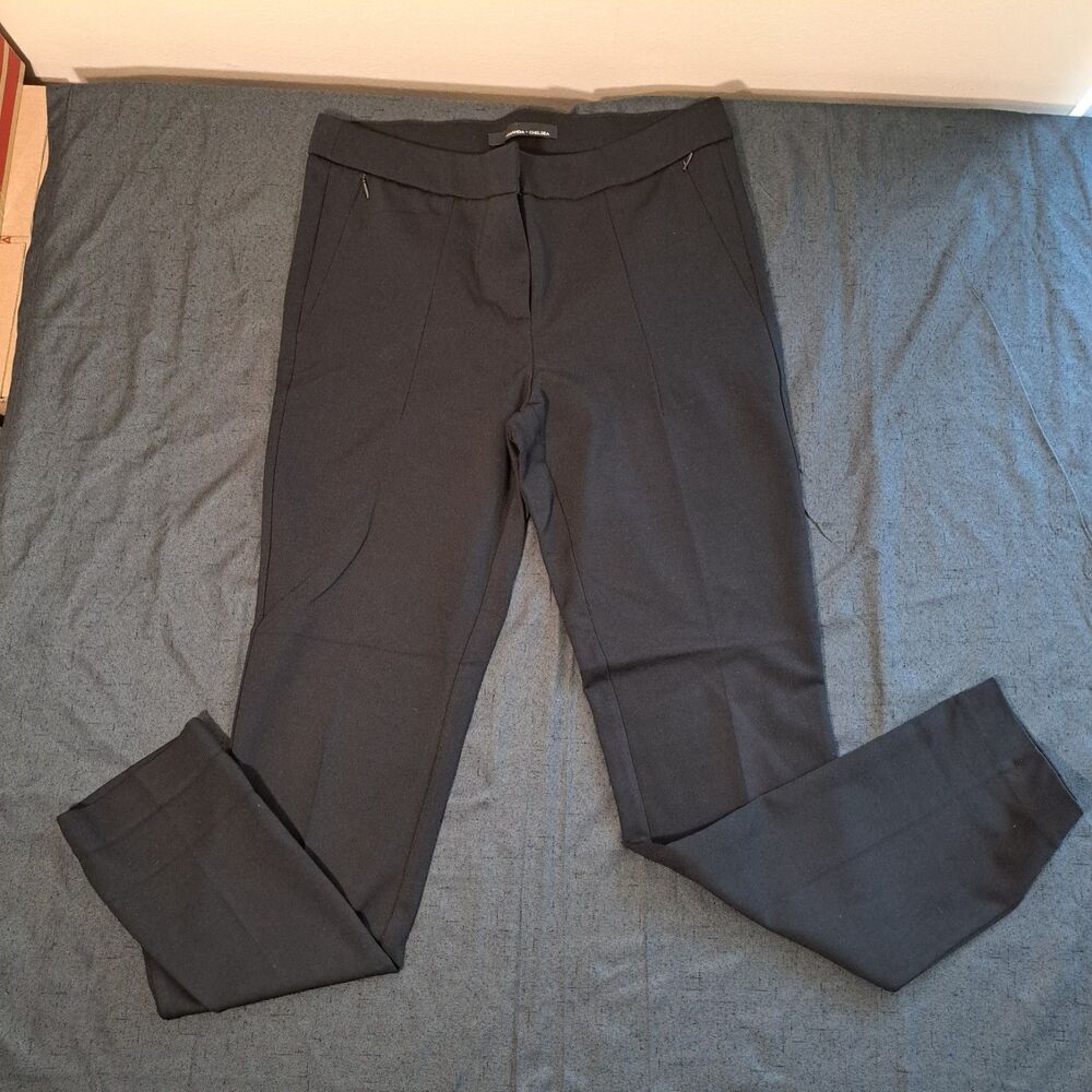 Amanda + Chelsea Black Herringbone Dress Pants Contemporary Fit Slim Leg Size 8